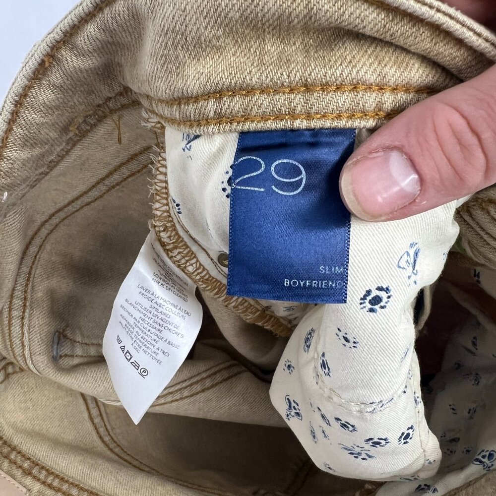 Pilcro  Anthropologie Tan Damask Print Slim Boyfriend Jeans Size 29 - Picture 9 of 14